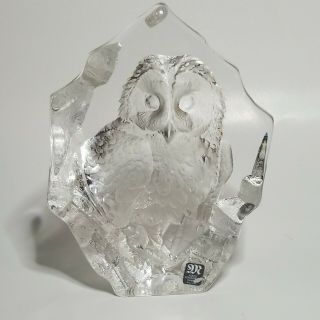 Mats Jonasson Crystal Owl Figure Crystal Carved Sculpture Signed Numbered Sweden