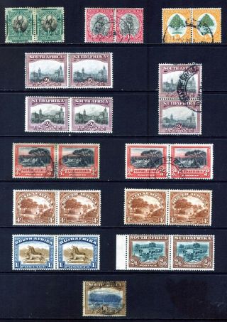 South Africa 1926 - 30 : 12 Typo Pairs ½d To 2s6d Range Sg30 - 39 : Or
