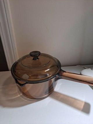 Vintage Pyrex Visionware Vision Sauce Pot Pan With Spout Exc Con Corning 1 L
