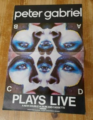 Peter Gabriel Plays Live Uk 1983 Shop Promo Poster 25 X 38cm