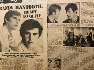 Randolph Mantooth,  Randy,  Two Page Vintage Clipping