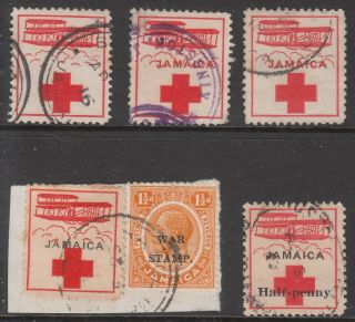 Jamaica 1915 - 16 Ww1 British Red Cross Wright Brother Flyer Fund All 4 Issue