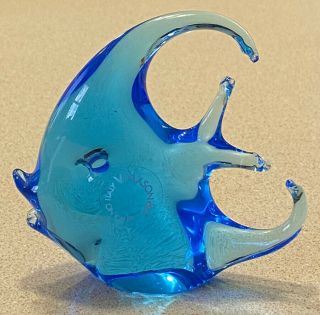Vintage V.  Nason & C.  Murano Art Glass Figurine Paperweight Aqua Blue Angel Fish