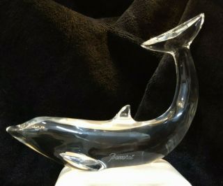 " Look " Vintage Baccarat France Crystal Dolphin Swimming Paperweight/figurine K