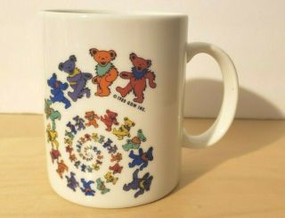 Grateful Dead Dancing Bears Mug 1989 Gdm Inc Spiral Rainbow Colors Cup