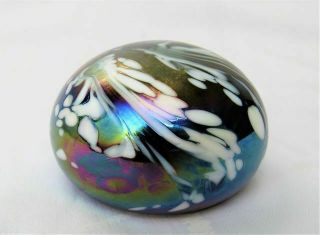 Signed Dated Mt St Helens 1982 Art Glass Iridized Iridescent Ash Paperweight