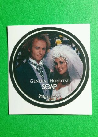General Hospital Luke & Laura Wedding Pic Small 1.  5 " Tv Getglue Get Glue Sticker