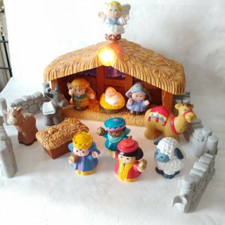 Fisher Price Little People Christmas Story Musical Nativity Baby Jesus Lite 17pc