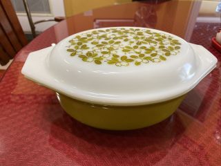 Vintage Pyrex Covered Casserole Dish 043 1 1/2 Qt W/lid Green Verde Olive (s)