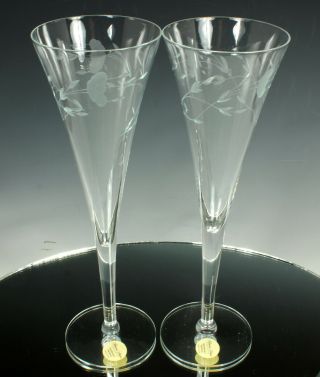 (2) Princess House Heritage Crystal Champagne Flutes 8oz 436 Nos With Labels