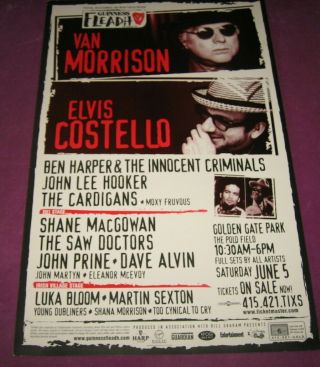Elvis Costello/van Morrison - Rare Promo Orig Bill Graham 22 " X 15 " 1999 Poster