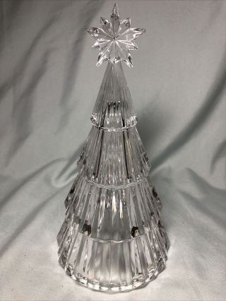 Clear Crystal Art Glass Holiday Christmas Tree Figurine 8.  5”