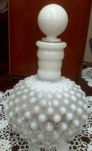 Vintage Fenton French Opalescent Hobnail Perfume Bottle With Stopper 0028