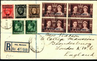 Morocco Agencies Cover Kgvi Keviii Kgv Mixed Reigns Fez Registered 1937 Pb281