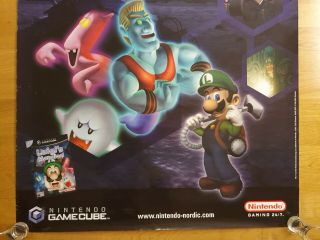 Luigi ' s Mansion Nintendo Gamecube Luigi Store Display Poster Sign Mario 2