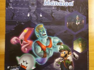 Luigi ' s Mansion Nintendo Gamecube Luigi Store Display Poster Sign Mario 3