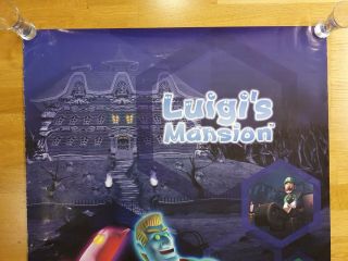 Luigi ' s Mansion Nintendo Gamecube Luigi Store Display Poster Sign Mario 5