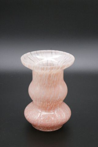 Vintage Art Glass Pink And White Swirl Vase Blown Glass 6 "