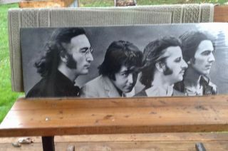 Vintage Poster - Beatles Black And White Photo Print Size 11 3/4 " X 36 "