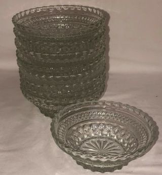 9 Anchor Hocking Wexford Crystal 5 1/2 " Cereal Bowls