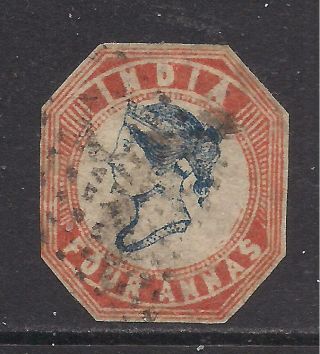 India 1855 4a Blue & Red Head Die Iii,  Frame Die Ii Fu