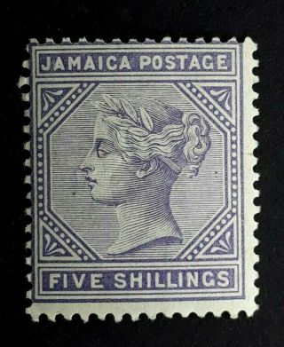 Jamaica Qv - 1875 5 Shilling Lilac Crown C C Wmk - Sg 15 Mvlh
