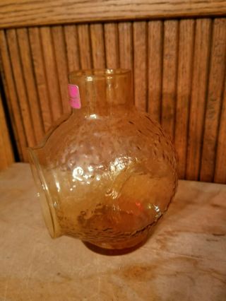 Vintage Mid Century Viking Glass Amber Candle Holder Deep Sea Diver Helmet