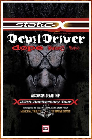 Static - X Devildriver Dope Tour 2019 Ltd Ed Rare Poster,  Bonus Rock Poster