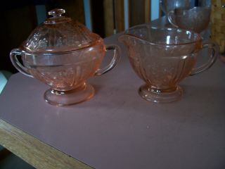 Sharon Cabbage Rose Pink Creamer And Sugar Bowl With Lid