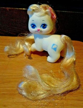 Vintage My Little Pretty Kitty " Frosty Fur " Blue Cone 1989 Mattel Long Hair Vgc