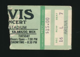 Elvis Presley Rare 1977 Kalamazoo Mi Concert Ticket Stub Last Tour (green Stub)