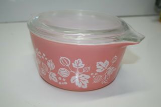 PYREX 473 1 QT PINK GOOSEBERRY AND 1 - 470 - C LID 3