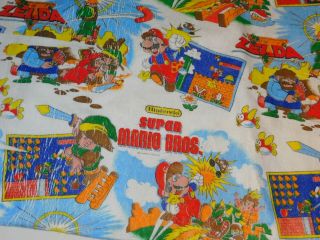Vintage Nintendo 1988 Mario Bros Zelda Print Blanket Spread Acrylic Twin 2