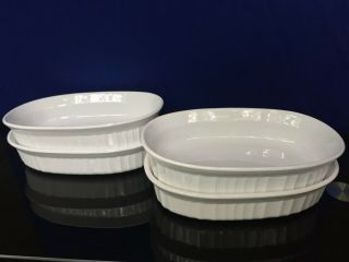 4 Corning Ware French White Oval Individual Casserole Dishes 15 Oz.  F - 15 - B 3