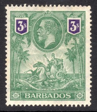 Barbados 1912 - 16 Kgv 3s Green & Violet M,  Sg 180 Cat £120