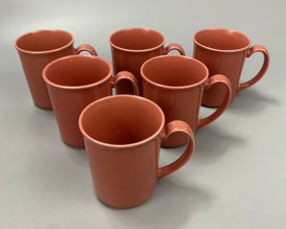 Set Of 6 Corning Ware Corelle Coral Pink Coffee Mugs Salmon Cups Forever Yours
