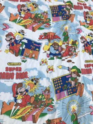 Vintage 1988 Nintendo The Legend Of Zelda Mario Bros Flat Bed Sheet