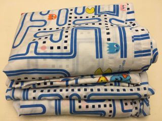 Pac - Man Game Completed Set Twin Bed Sheets Vintage Kids Bally Midway 1980s Rare