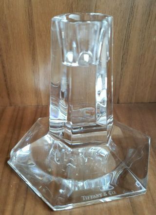 Tiffany & Co Frank Lloyd Wright Vtg Single Hexagonal Crystal Candle Holder Chip