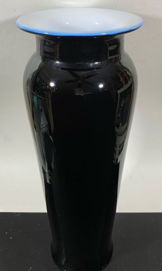 Vtg Signed Barovier Toso Jet Black Contemporary Art Glass Vase - Cracked