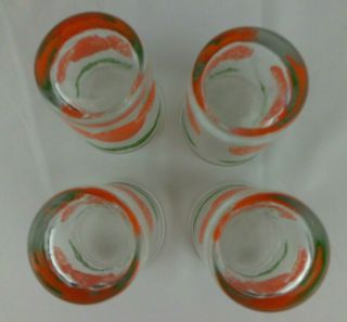 VINTAGE ANCHOR HOCKING ORANGE JUICE CARAFE PITCHER W/ 4 MATCHING GLASSES 3