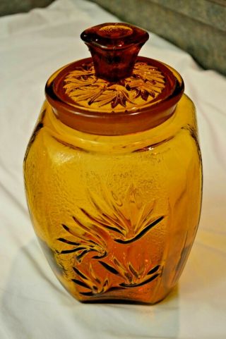 10 3/4 " Amber Glass Canister L E Smith Glass Co 1950s