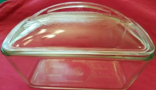 Vintage Westinghouse Clear Glass Refrigerator Loaf Pan Dish With Fin Lid 1950 