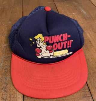 Rare Vintage Nintendo Punch Out Snapback Trucker Hat Glass Joe Mesh Boys Size.