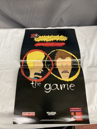 Beavis & Butthead The Game Snes Sega Genesis Vintage Store Promo Poster