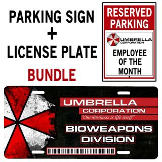 Custom Resident Evil Umbrella Corporation License Plate And Parking Sign 2