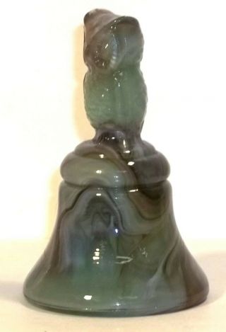 Boyd Glass Made in 1982 Owl Bell Vaseline SLAG Green Purple FUND 3
