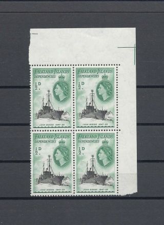 Falkland Island Dependencies 1954 - 62 Sg 26a Mnh Block Of 4 Cat £40