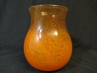Vintage Moncrieff Monart Ysart Art Glass 8 " Vase Scottish Orange Mottled Britain