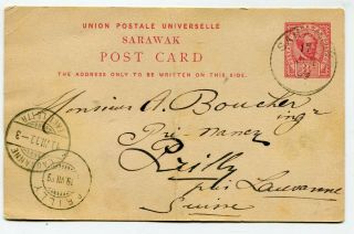 Sarawak British Borneo Upu Postcard Kuching To Prilly Switzerland 17.  6.  1899